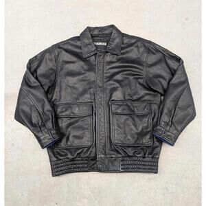 Vintage 90s Yamaha Heavy Weight Black Leather Jacket